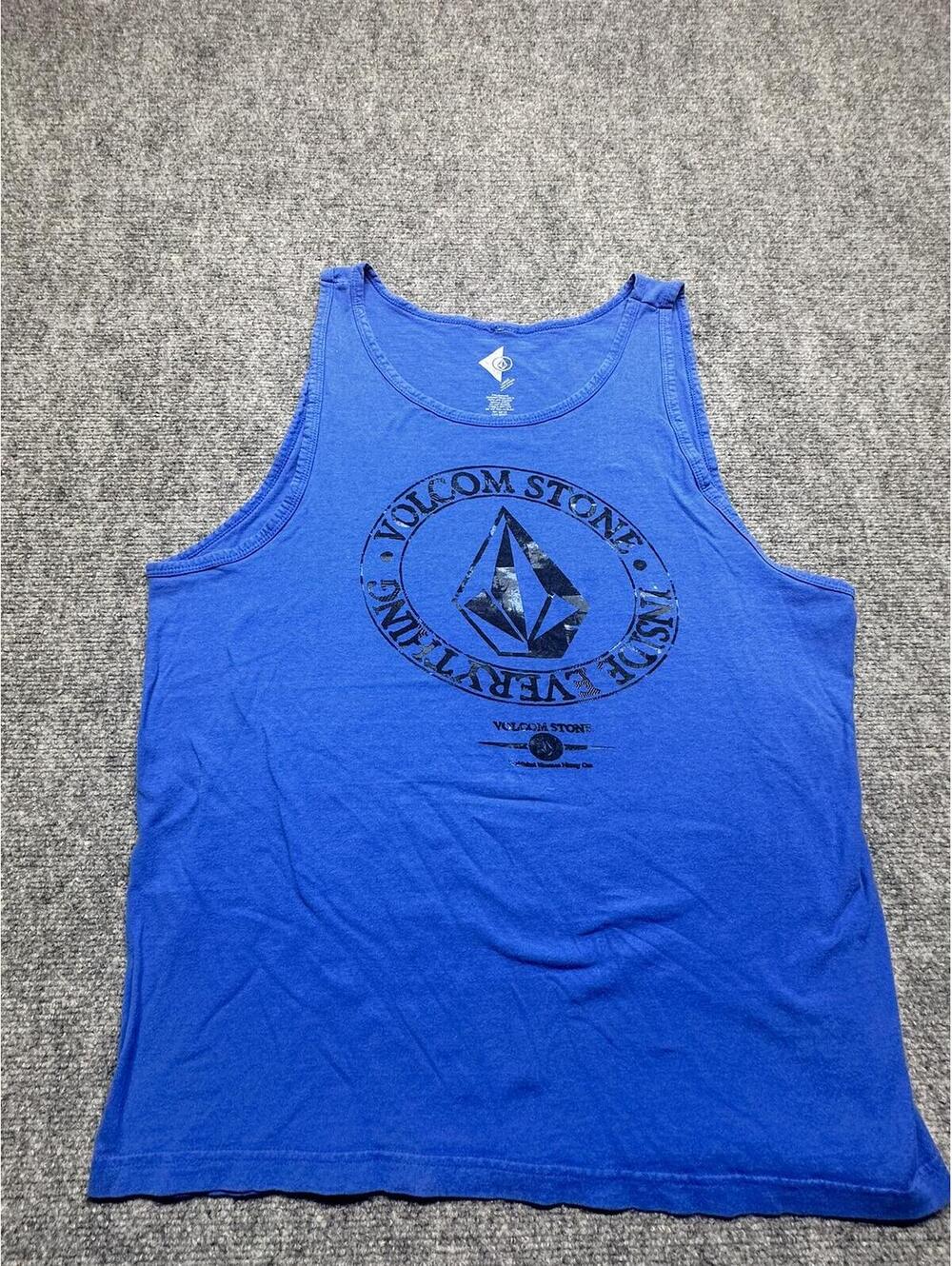 Volcom Stone Inside Everything Tank Top Mens Large Blue Graphic Skate Surf Tee